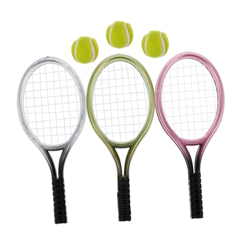Toyvian 3Sätze Mini Tennisschläger Schlüsselanhänger für Puppenhäuser Tenniszubehör für Kreative Deko und Gestaltung Schlafzimmer Wohnzimmer von Toyvian