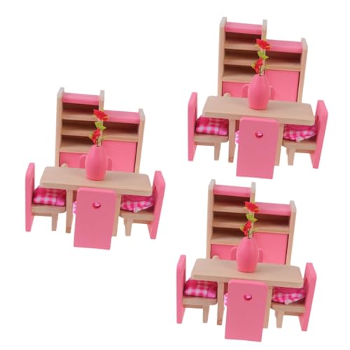Toyvian Miniaturhaus 3St Mini- -Miniaturmöbel Mini- -Requisiten Miniaturbett Puppenhauszubehör Mini-Restaurant Puppenhausmöbel Holzmöbel DIY Mini Requisiten Mini-Möbel Bambus Winzige Möbel von Toyvian