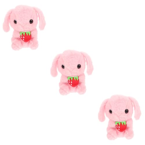 Toyvian 3st Kaninchen Mit Hängeohren Ausgestopfter Hase Plüschtiere Dekorativer Stoffhase Cartoon-hase-Puppen Gefüllte Hasenpuppe Chinesisches Dekor Hase Plüsch Rosa Mini Plüschpuppen Kind von Toyvian