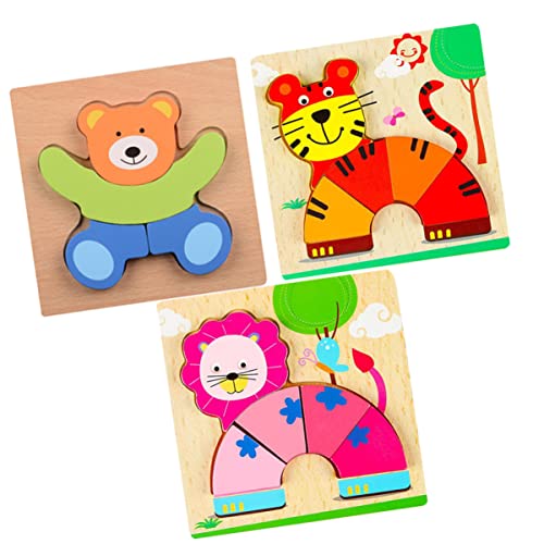 Toyvian Spielzeug 3st Rätsel Spielzeuge Spielset Aus Holz Lernspielzeug Puzzle Hölzern Dreidimensional Kind Puzzles Aus Holz von Toyvian