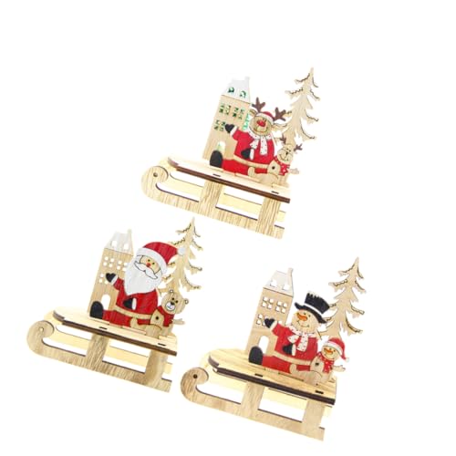 Toyvian 3St Feiertagspuppendekorationen Weihnachtsschmuck für den Schreibtisch Kinder rätsel puzzletisch kinderpuzzles aus Holz Holzpuzzles für Kinder gemalt Ornamente Hölzern von Toyvian