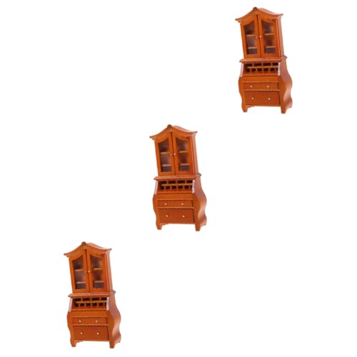 Toyvian 3St Mini-Vertikalschrank Möbel Bücherregale Miniatur Vitrine aus Holz Puppenhaus Mini-Bücherregal hölzern vertikaler Schrank Zubehör schmücken Mikroszene Modell von Toyvian