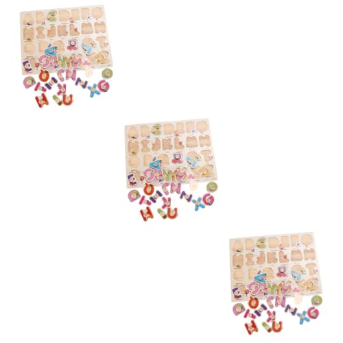 Toyvian 3St Puzzlebrett für Babys Kinder Puzzle rätselbuch Kinder laubsägen für Kinder holzpuzzel Spielzeug Puzzlebrett aus Holz Alphabet-Puzzle-Brett hölzern Brett greifen Bambus von Toyvian