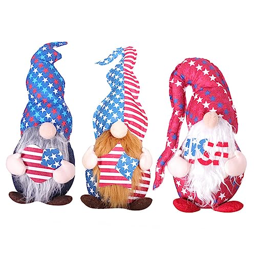 Toyvian Wichtel-Ornamente Zum 4 Juli – 3er-Pack Patriotische Dekoration Für Zuhause Tische Und Bücherregale Dekorationen Zum Unabhängigkeitstag von Toyvian