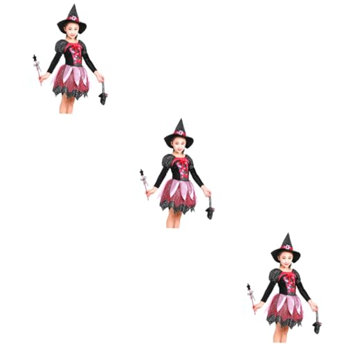 Toyvian 3St Kostüme für Kinderkostüme Kinder-Outfits Hexenoutfit für Kinder Kostüm Hexenhut Kinderkleidung Kleider Halloween-Hexenkostüm Hexen-Cosplay-Outfit Prinzessinenkleid Mädchen von Toyvian