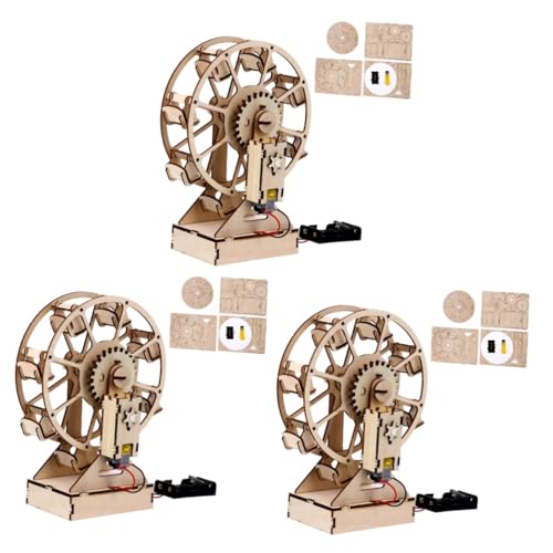 Toyvian 3St zusammengebaute Modellverzierungen kinderpuzzles aus Holz pädagogisches Stammspielzeug Kinderspielzeug fokussiert Modelle Rätsel Holzpuzzles für Kinder 3D-Puzzle hölzern Motor von Toyvian