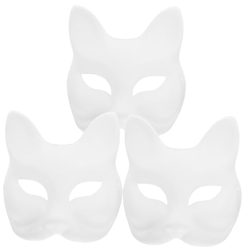 Toyvian 3Stücke DIY Maske Leere Papiermaske zum Bemalen Unvollendete Halbgesicht Tiermaske für Karneval Halloween und Kreative Bastelprojekte von Toyvian