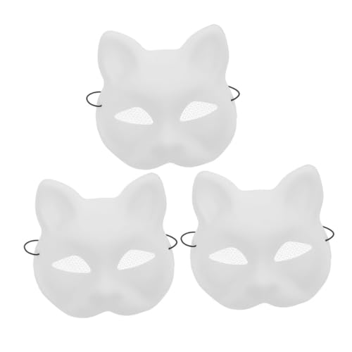 Toyvian 3Stücke Katzenmaskenbasis zum Selbstgestalten Unlackierte Masken für Halloween Cosplay und Kreative Anpassungen für Partys und Veranstaltungen von Toyvian