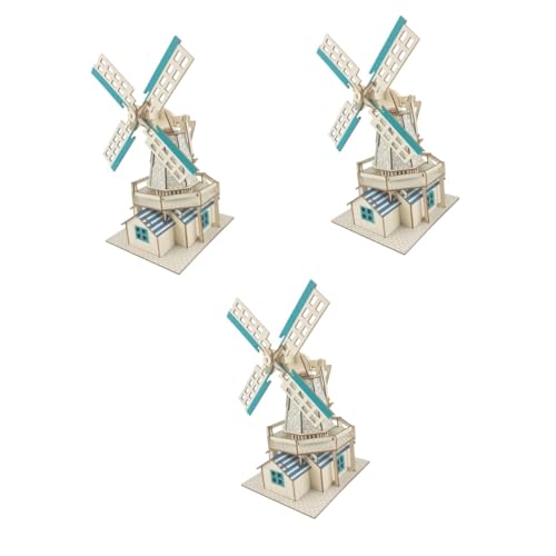 Toyvian 3St kinderspielzeug selber Machen interaktives Spielzeug Kinder holzspielzeug motorik Kinder rätsel Spielset aus Holz Holzpuzzles Spielzeug 3D-Puzzle hölzern Windmühle Bambus von Toyvian