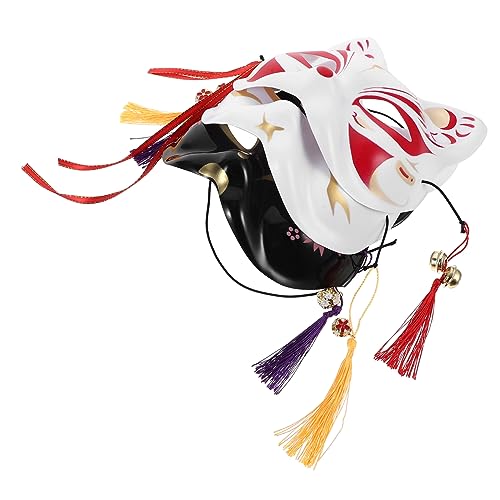 Toyvian 3stücke Katzenmaske Für Halloween Teiliges Mit Japanischem Stil Halbe Gesichtsmaske Für Kostüm Und Maskerade Für Cosplay-events Partys Und Festliche Anlässe von Toyvian