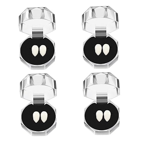 Toyvian 4 Paare Zahnersatz Reißzähne Gefälscht Falsche Zähne Halloween -Dekorationen Zubehör Requisiten Halloween Halloween-fälschung Cosplay Halloween-reißzähne Trickzähne Weiß von Toyvian