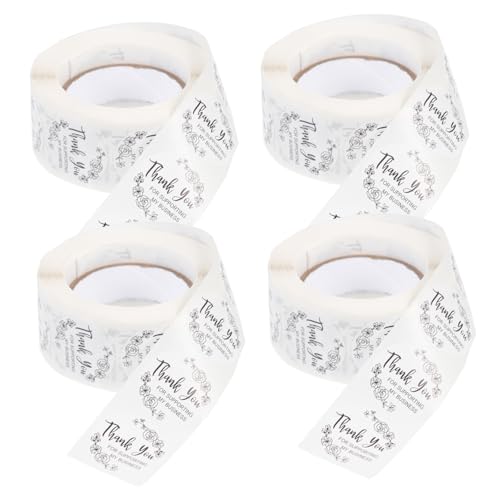 Toyvian 4 Rollen Dankeschön Aufkleber Runde Aufkleber Runde Aufkleber Nagelaufkleber Zubehör Verpackungszubehör DIY Aufkleber Dekorative Aufkleber Verpackungsaufkleber von Toyvian