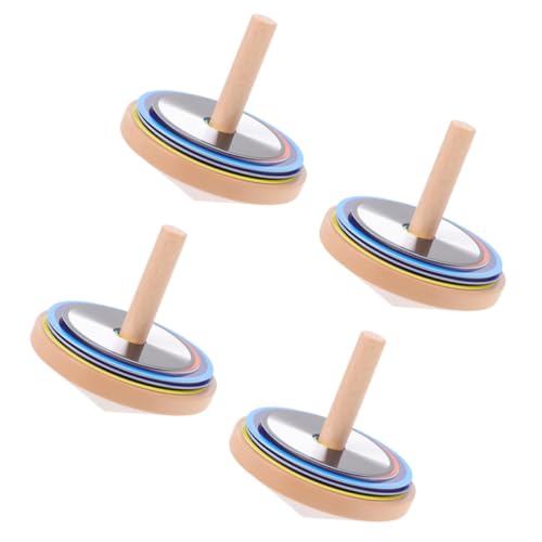 Toyvian 4 Sätze Bunte Holzkreisel Gyro Handliches Outdoor sommerspielzeug für Jungen und Mädchen Hand Augen koordination von Toyvian