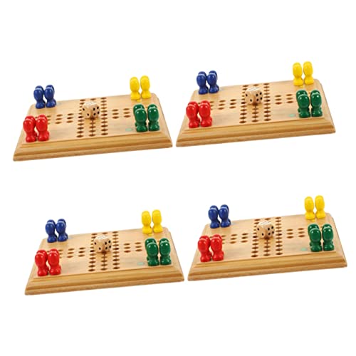 Toyvian 4 Sätze Mini-Ludo Bambus-Schachbrett-Spielzeug Kinderspielzeug Spielzeuge tragbares fliegendes Schach Kinder Erwachsene Schachspielzeug Erwachsener Dame von Toyvian