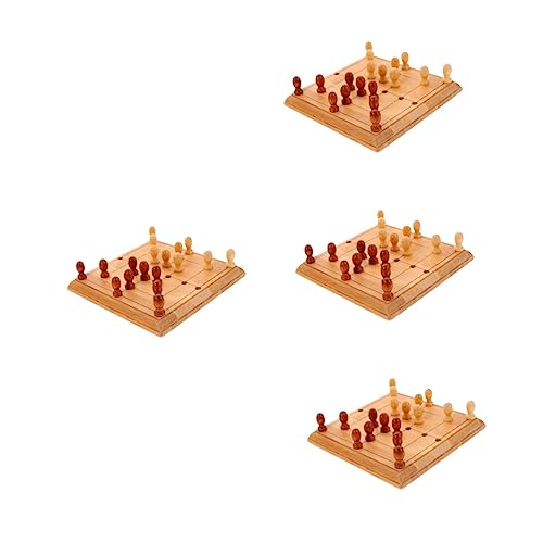 Toyvian 4 Sätze Mini Schach Strategie-Brettspiele Schachbrett aus Holz kinderspielzeug Mini-Tischschachspielzeug Schach Spielzeug hölzern von Toyvian