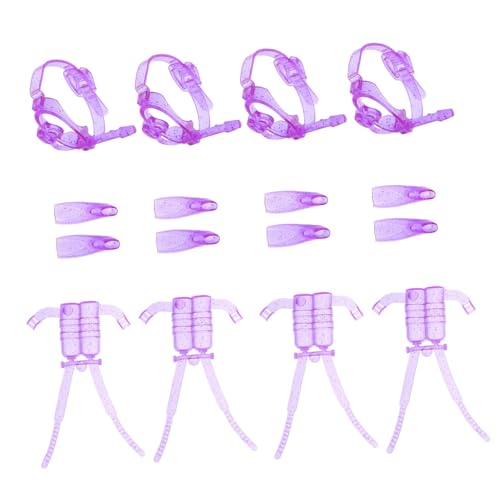 Toyvian 4 Sätze Mini Tauchausrüstung aus Kunststoff für Puppen Sauerstoffflasche Tauchbrille und Flossen Langlebiges für Realistische Tauchspiele und Kreatives Puppen Accessoire von Toyvian