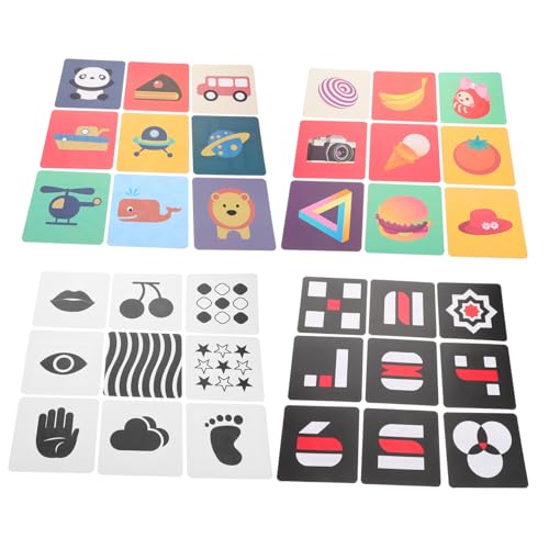 Toyvian 4 Sätze Neugeborene farbkarten Spiele Lernspielzeug kleinkindspielzeug schwarz-weißes für Kleinkinder schwarz weiß babyspielzeug 0-3 Monate Papier von Toyvian