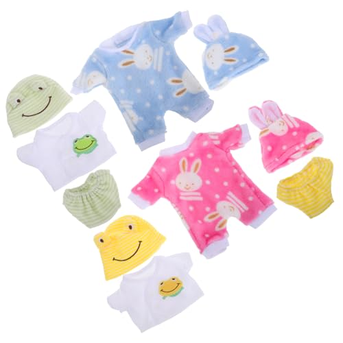 Toyvian 4 Sätze Puppen Strampler Teilig Weiche Realistische Reborn Babypuppen Kleidung Niedliche Hasen und Froschdesigns Vielseitig Passend für Amerikanische Puppen Langlebig und Stilvoll von Toyvian