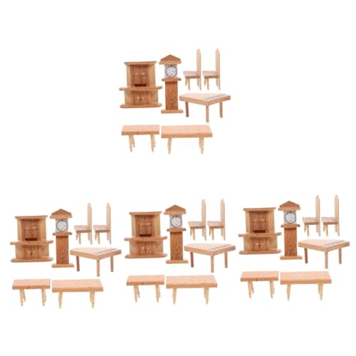 Toyvian 4 Sätze Puppenhaus Kleinmöbel Schreibtisch groß großer Tisch Wohnkultur Puppenhaus-Dekor Mini-Möbel für Puppenhaus Haushalt Spielzeugzimmer Kleines Tische und Stühle schmücken von Toyvian