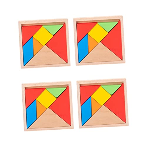 Toyvian 4 Sätze Tangram Puzzle Kinder Puzzle Tangram-Puzzle famielnspiele rätsel für Kinder holzspielsachen holzpuzzles Family Game Spielzeug hölzern Lehrmittel studentische Nutzung Bambus von Toyvian
