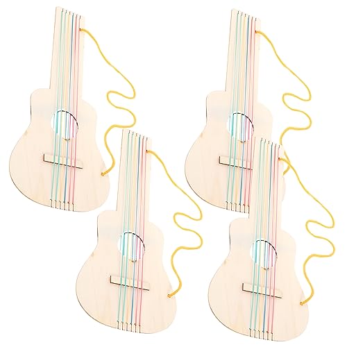 Toyvian 4 Sätze Teiliges DIY Holzgitarren für Blanko zum Bemalen Einzigartiges Design Glatte Oberfläche Kreatives Musikinstrument zum Selbermachen für Kindergarten und Zuhause von Toyvian