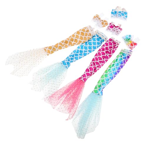 Toyvian 4 Sätze Teiliges Meerjungfrauen Puppenkleid für Puppen Glitzernde Sommerkleider in Gelb und Blau Einfach Anzuziehen Dekorative Puppenkleidung für Kreatives Spiel von Toyvian