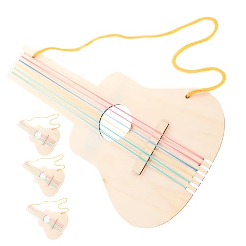 Toyvian 4 Sätze Unvollendete, Unlackierte Gitarre DIY Musikinstrument Herstellen Unbemalte Blanko-Gitarre DIY-Musikinstrument Herstellen DIY-Gitarre Bauen DIY Unlackierte Gitarre Holz von Toyvian