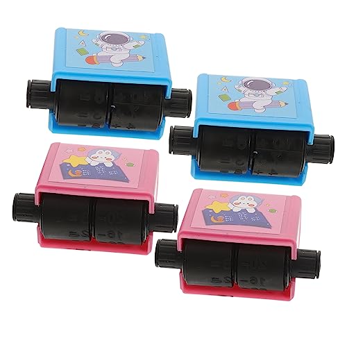 Toyvian 4 Sätze arithmetischer Scrollstempel verschleißfeste Rechenrolle Mathe-Stempelwalze Mathe-Stempel üben Rollenstempel Lernen Matherolle aus Kunststoff Cartoon-Mathe-Stempel Plastik von Toyvian