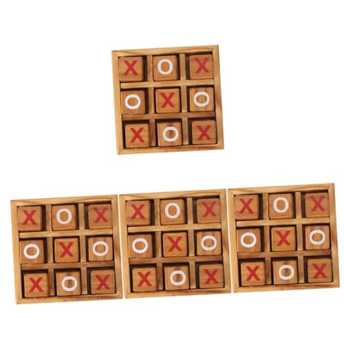 Toyvian 4 Sätze xo Schach Holzkreuz Brettspiele aus Holz Kinder rätsel Kinderspielzeug Spielzeuge Geschenke Zehenspiel xo-Spiel Erwachsener Schachbrett aus Holz kreuzen Kaffetisch Baby von Toyvian