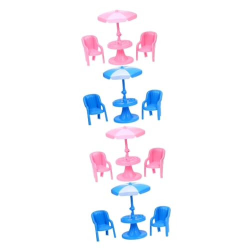 Toyvian 4 Sets Strandtisch Und Stühle Modell Esszimmerstühle Dekorationen Mini Tisch Strandspielzeug Mini Spielzeug Mädchen Spielzeug Esszimmerbank Regenschirm Mikro Szene von Toyvian