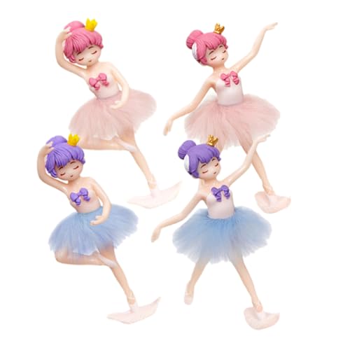 Toyvian 4 Stück Ballerina-mädchen Miniatur-mädchenfigur Spieluhr-puppenornament Tanzende Mädchenpuppe Tanzende Mädchen-spieluhr-statue Sammlerfigur Wohnkultur Schmuckstücke Pvc Nachtisch von Toyvian