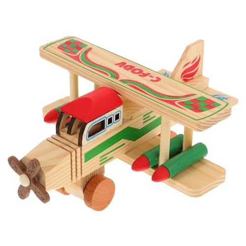 Toyvian 4 Stück Holzflugzeug Kinderflugzeug aus Holz Hubschrauber aus Holz Spielzeug Spielset aus Holz Modelle Flugzeugmodell aus Holz Helikoptermodell aus Holz hölzern Hobel Reisen von Toyvian
