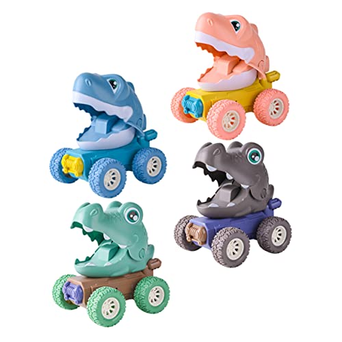 Toyvian 4 Stück Dinosaurier-Auto Für Autospielzeug Cartoon- Trägheitsauto Junge Spielzeugauto Kleinkindspielzeug Plastik von Toyvian