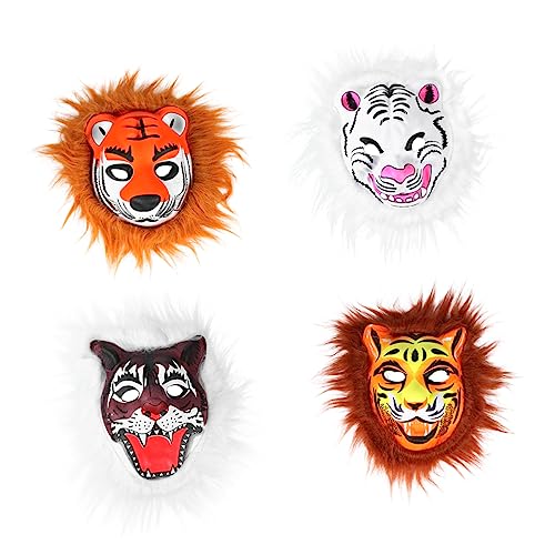 Toyvian 4 Stück EVA Plüsch Tier maske Tiger maske halloween party halloween masken partyspieße faschingsmaske kuscheltier Leistungsrequisiten Tigermaske für Cosplay Kleidung bilden Kind von Toyvian