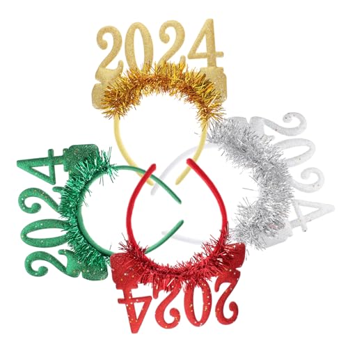 Toyvian 4 Stück Glitzer Stirnband Rot Grün Gold Silber Neujahr Party Haarreif Festlicher Kopfschmuck für Erwachsene Silvester und Weihnachtsfeier von Toyvian