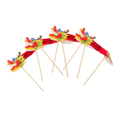 Toyvian 4 Stück Großer Chinesischer Papier Drachen Teiliges Handheld Drachentanz Requisite für Neujahrsfeier DIY Dekoration und Party Ornament für Chinesisches Frühlingsfest von Toyvian
