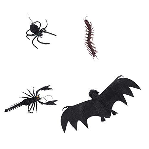 Toyvian 4 Stück Halloween- Halloween- Halloween -Dekorationen Halloween Halloween Toys halloweendeko scherzhafte Requisiten Simulationsinsekten weiches Gummi Black von Toyvian