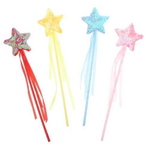 Toyvian 4 Stück Halloween Zauberstab Fünf-Sterne-Stick Für Kleine Mädchen Feenstab Mädchen Zauberstab Led Kinderspielzeug Für Mädchen Pailletten Aus Vliesstoff von Toyvian
