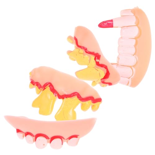 Toyvian 4 Stück Halloween zähne Kostüm Zähne Cosplay-Zahnersatz Kostüm mit falschen Zähnen falsche zähne für Halloween lustige Zähne Gruselige Zähne für Halloween hässliche zähne Gummi von Toyvian