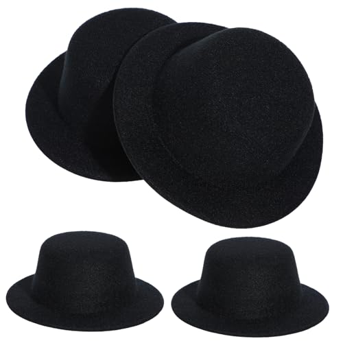 Toyvian 4 Stück Hut Embryo Kleiner Zylinder Haarnadelhut Stirnband Partyhut Zylinder für Männer Mini-Hut caps kloburste Kopfbedeckung kleine Tops hüte Haarspangen Tops Hüte Gebürstet Black von Toyvian