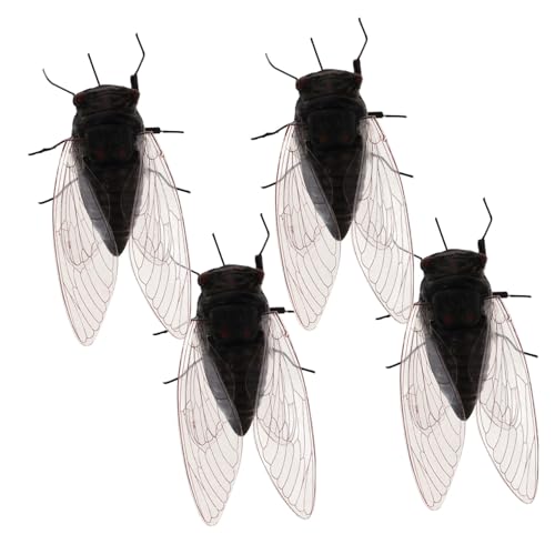 Toyvian 4 Stück Insekten -Zikadenmodell gesteckt deko gefälschte Zikaden kleine Tierfiguren Mikrolandschaftszikade Zikaden Figur gefälschtes Zikadenmodell Magnet Black von Toyvian