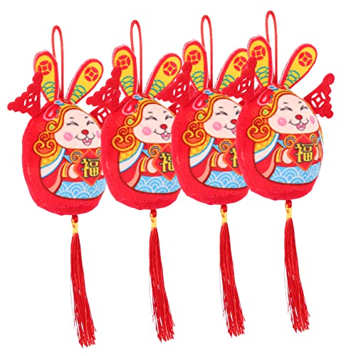 Toyvian 4 Stück Jahr des Kaninchen Maskottchens Kinderspielzeug Plüschhase Geschmeidige Kaninchenpuppe Kreative Kaninchenpuppe Neujahrsspielzeug Frühlingsfest Häschenpuppe von Toyvian