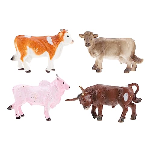 Toyvian 4 Stück Kalb-Modell- Mini-nutztier Kuh Tierfiguren Kleine Kuscheltiere Stierfigur Spielzeugbullen Kuhspielzeug Für Jungen Nutztiere Welpenspielzeug Schweine Plüsch Plastik von Toyvian