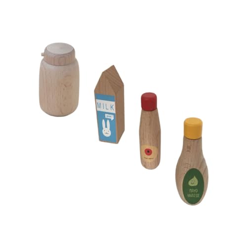 Toyvian 4 Stück Widersprochen Spielzeug Aus Holzgeschirr Kidcraft-spielset Holzspielzeug Spielhaus Miniaturmodelle Modelle Von Gewürzflaschen Spielset Aus Holz Hölzern Würze Kind Bambus von Toyvian