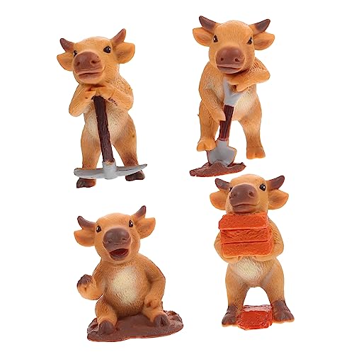 Toyvian 4 Stück Kuh Modell Figurine Teiliges Lustige Tier Dekoration für Zuhause Büro und Garten für Freunde und Familie Hochwertiges Kunststoffspielzeug von Toyvian