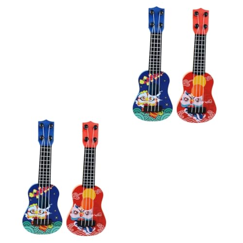 Toyvian 4 Stück Mini-Gitarre Kinderspielzeug Kinder-Ukulele-Spielzeug Whitemyrtle Instrumente für Kleinkinder 1-3 Musikinstrumente Spielzeug für Mädchen Musikalisches Spielzeug Karikatur von Toyvian