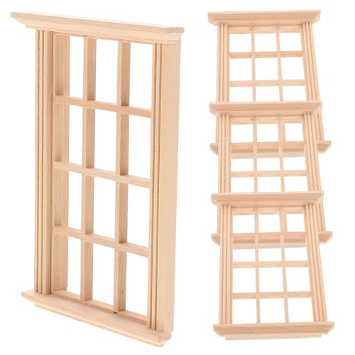 Toyvian 4 Stück Mini Puppenhaus Fensterrahmen aus Holz Teiliges DIY Realistische Doll House Decor Langlebig Kindgerecht für Mini Möbel Puppenhaus Zubehör von Toyvian