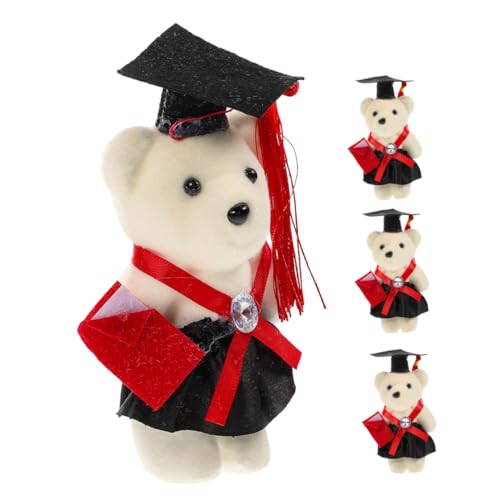 Toyvian 4 Stück Mini Stoffbär Geschenkspielzeug Mini Plüschtiere Abschluss Bär Puppe Kleine Bärenpuppe Abschluss Plüschbär Puppe Dekorativer Abschluss Plüschbär Schaumstoff von Toyvian