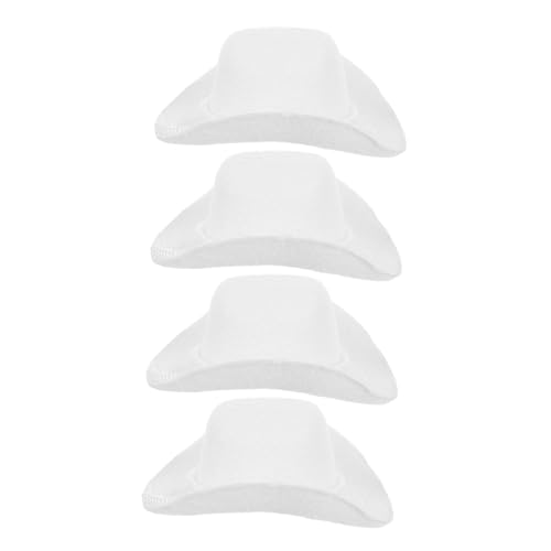 Toyvian 4 Stück Miniatur Cowboy Hüte Mini Puppenhüte mit Weichem Flock Überzug für DIY Basteln Puppenhaus Deko Western Party Accessoires Leichte Sichere Vielseitige Mini Hüte von Toyvian