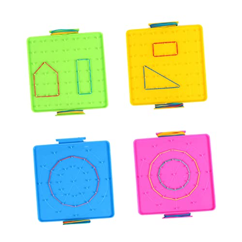 Toyvian 4 Stück Nagelbrettunterrichtshilfen Vorschulkinder Werkzeug Geobrett Nägel Puzzles für Kleinkinder im Alter von 2-4 Jahren Mosaik kunststoffbrett plastikplatte Geo-Board Geoboards von Toyvian